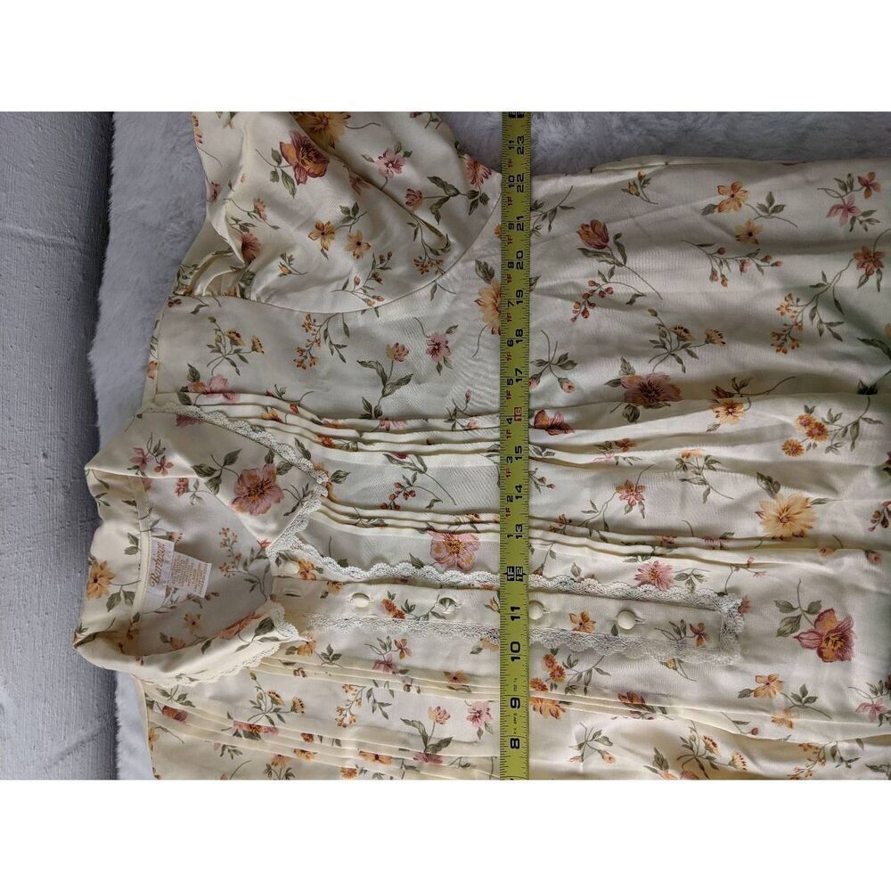 Barbizon Cream‎ Satin Floral Nightgown House Dress Lace Trim sz L Large NWT - Picture 6 of 9